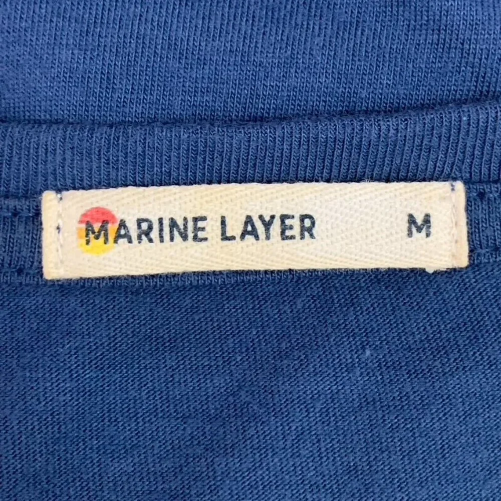 Marine Layer Men's Blue Long Sleeve Cooper Tee Indigo Sunset Stripes Sz Medium